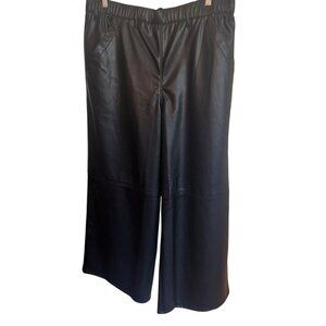 We The Free Womens XL Black Faux Leather Wide-Leg Pants XL Glam City Mob Wife